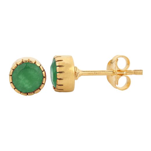 Pendientes Plata Dorada Mujer PEM0170DOOV Piedras Minerales Onix Verde