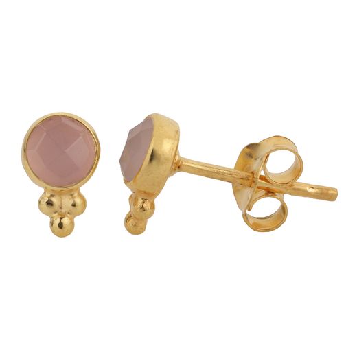 Pendientes Plata Dorada Mujer PEM0171DOCR Piedras Minerales Cuarzo Rosa