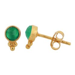 Pendientes Plata Dorada Mujer PEM0171DOOV Piedras Minerales Onix Verde