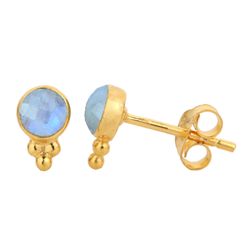 Pendientes Plata Dorada Mujer PEM0171DOPL Piedras Minerales Piedra Luna