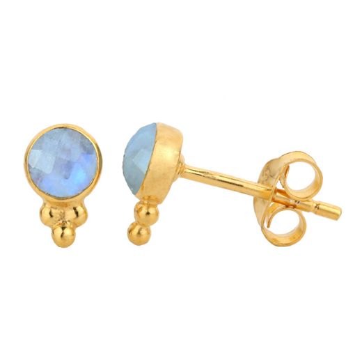Pendientes Plata Dorada Mujer PEM0171DOPL Piedras Minerales Piedra Luna