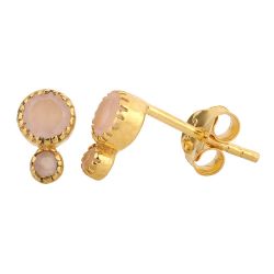 Pendientes Plata Dorada Mujer PEM0172DOCR Piedras Minerales Cuarzo Rosa