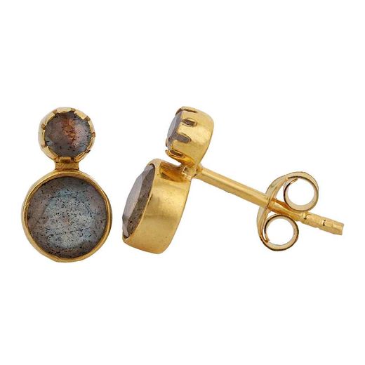 Pendientes Plata Dorada Mujer PEM0173DOLA Piedras Minerales Labradorita