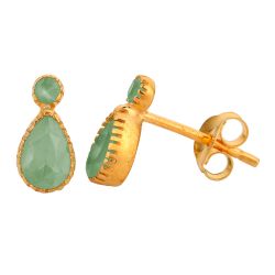 Pendientes Plata Dorada Mujer PEM0174DOCA Piedras Minerales Calcedonia