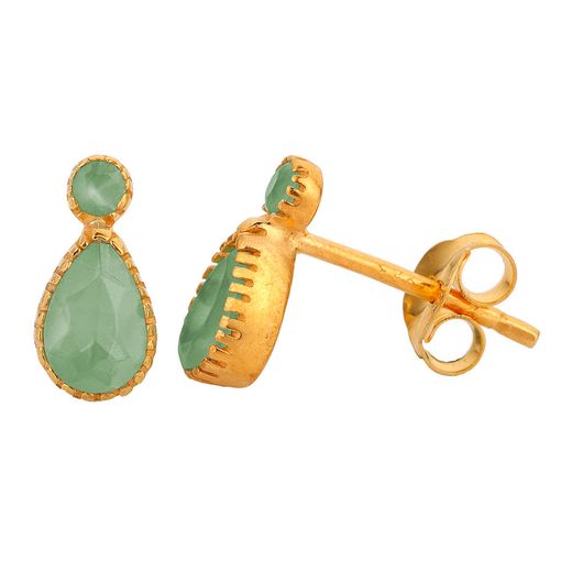 Pendientes Plata Dorada Mujer PEM0174DOCA Piedras Minerales Calcedonia