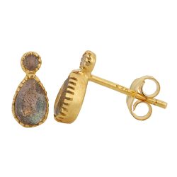 Pendientes Plata Dorada Mujer PEM0174DOLA Piedras Minerales Labradorita