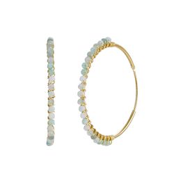 Pendientes Plata Dorada Mujer PEM0202DOAZ30 Aro Piedras Minerales Amazonita