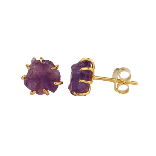 Pendientes Plata Dorada Mujer PEM0203DOAMXX Piedras Minerales Amatista