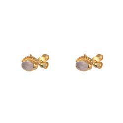 Pendientes Plata Dorada Mujer PEM0206DOCR Piedras Minerales Cuarzo Rosa