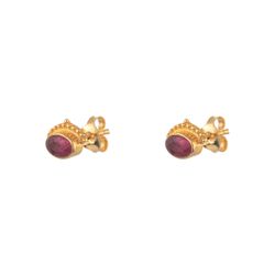 Pendientes Plata Dorada Mujer PEM0206DORU Piedras Minerales Rubí