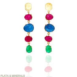Pendientes Plata Dorada Mujer PEM0209DOVA Piedras Minerales Varias