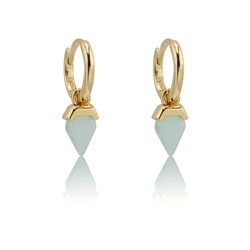 Pendientes Plata Dorada Mujer PEM0211DOCA Aro Piedras Minerales Calcedonia