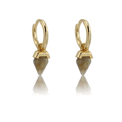 Pendientes Plata Dorada Mujer PEM0211DOLA Aro Piedras Minerales Labradorita