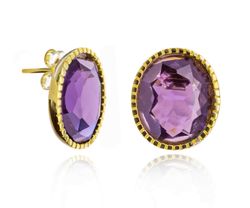 Pendientes Plata Dorada Mujer PEM0212DOAM Piedras Minerales Amatista
