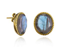 Pendientes Plata Dorada Mujer PEM0212DOLA Piedras Minerales Labradorita