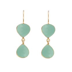 Pendientes Plata Dorada Mujer PEM0213DOCA Piedras Minerales Calcedonia