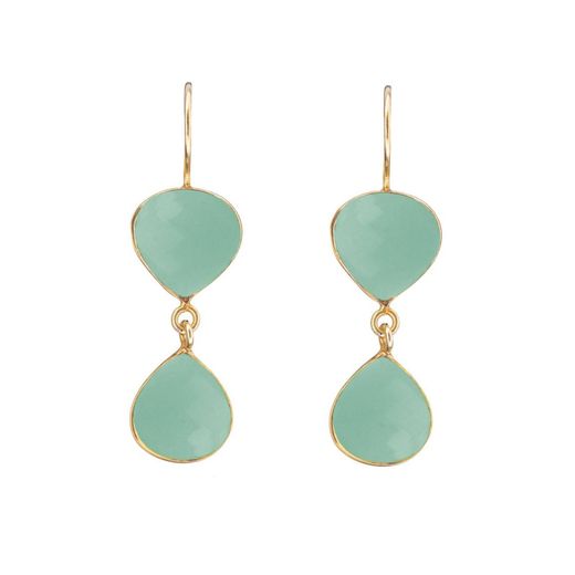 Pendientes Plata Dorada Mujer PEM0213DOCA Piedras Minerales Calcedonia