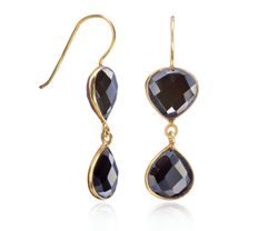 Pendientes Plata Dorada Mujer PEM0213DOOX Piedras Minerales Onix Negro
