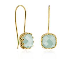 Pendientes Plata Dorada Mujer PEM0215DOCA Piedras Minerales Calcedonia