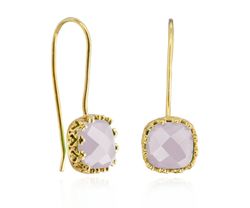 Pendientes Plata Dorada Mujer PEM0215DOCR Piedras Minerales Cuarzo Rosa