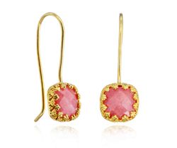 Pendientes Plata Dorada Mujer PEM0215DORU Piedras Minerales Rubí