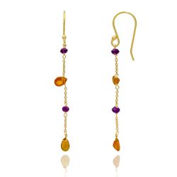 Pendientes Plata Dorada Mujer PEM0217DOCI Colgante Piedras Minerales Citrino