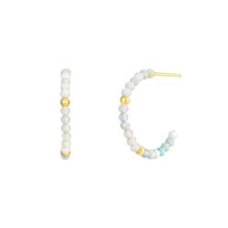 Pendientes Plata Dorada Mujer PEM0222DOAZ20 Aro Abierto Piedras Minerales Amazonita