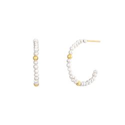 Pendientes Plata Dorada Mujer PEM0222DOPA25 Aro Abierto Perlas
