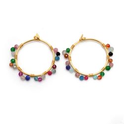 Pendientes Plata Dorada Mujer PEM0227DOVA Aro Piedras Minerales Varias