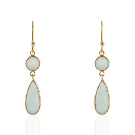 Pendientes Plata Dorada Mujer PEM0237DOCA Colgante Piedras Minerales Calcedonia