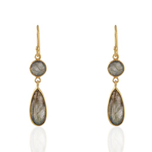 Pendientes Plata Dorada Mujer PEM0237DOLA Colgante Piedras Minerales Labradorita