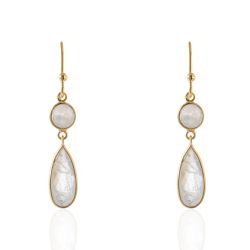 Pendientes Plata Dorada Mujer PEM0237DOPL Colgante Piedras Minerales Piedra Luna