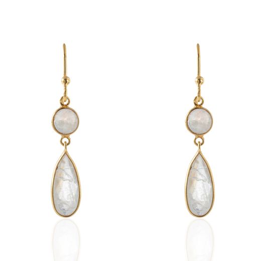Pendientes Plata Dorada Mujer PEM0237DOPL Colgante Piedras Minerales Piedra Luna