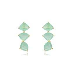 Pendientes Plata Dorada Mujer PEM0241DOCA Piedras Minerales Calcedonia
