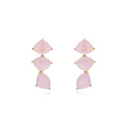 Pendientes Plata Dorada Mujer PEM0241DOGP Piedras Minerales Rose Glass