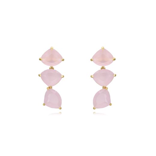 Pendientes Plata Dorada Mujer PEM0241DOGP Piedras Minerales Rose Glass