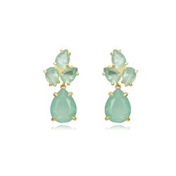 Pendientes Plata Dorada Mujer PEM0242DOCA Piedras Minerales Calcedonia