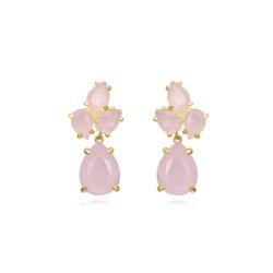 Pendientes Plata Dorada Mujer PEM0242DOGP Piedras Minerales Rose Glass