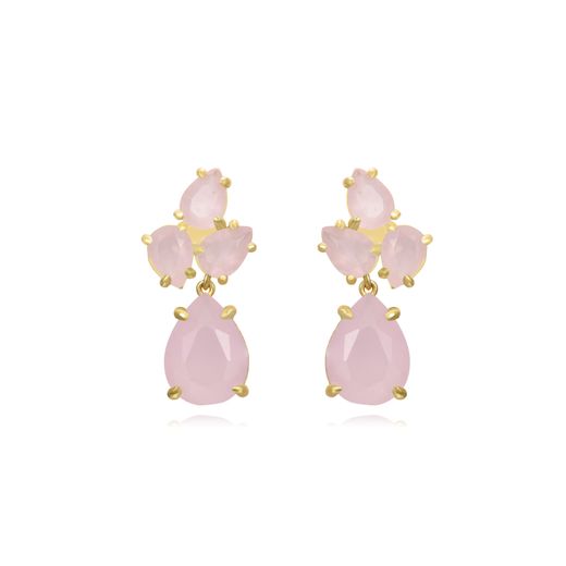 Pendientes Plata Dorada Mujer PEM0242DOGP Piedras Minerales Rose Glass