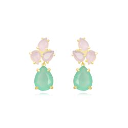 Pendientes Plata Dorada Mujer PEM0242DOVA Piedras Minerales Varias