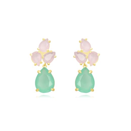 Pendientes Plata Dorada Mujer PEM0242DOVA Piedras Minerales Varias