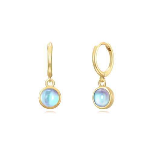 Pendientes Plata Dorada Mujer PEM0248DOPL Aro Colgante Piedra Mineral Piedra Luna