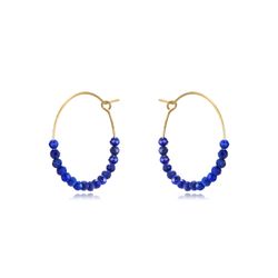 Pendientes Plata Dorada Mujer PEM0253DOLP24 Aro Piedras Minerales Lapislázuli