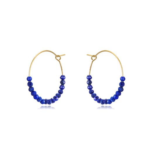 Pendientes Plata Dorada Mujer PEM0253DOLP24 Aro Piedras Minerales Lapislázuli