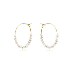 Pendientes Plata Dorada Mujer PEM0253DOPA20 Aro Piedras Minerales Perlas