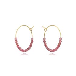 Pendientes Plata Dorada Mujer PEM0253DOTS20 Aro Piedras Minerales Turmalina Rosa