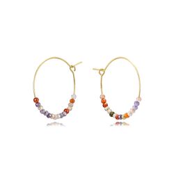 Pendientes Plata Dorada Mujer PEM0253DOVA20 Aro Piedras Minerales Varias