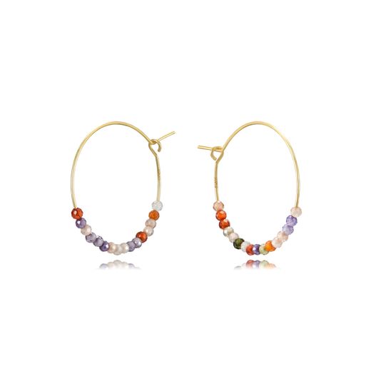 Pendientes Plata Dorada Mujer PEM0253DOVA20 Aro Piedras Minerales Varias