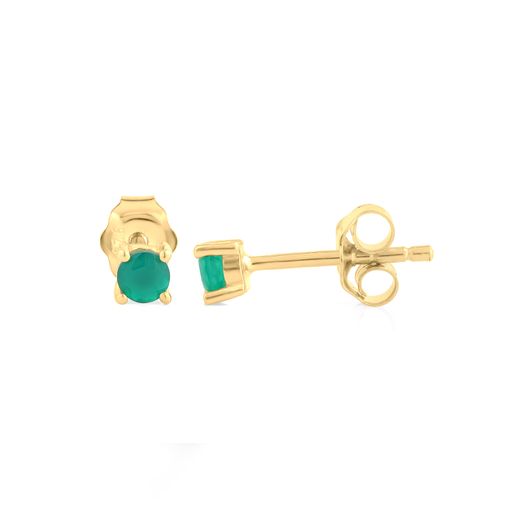 Pendientes Plata Dorada Mujer PEM0259DOOV Piedra Mineral Onix Verde
