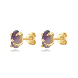 Pendientes Plata Dorada Mujer PEM0261DOAM Piedra Mineral Amatista
